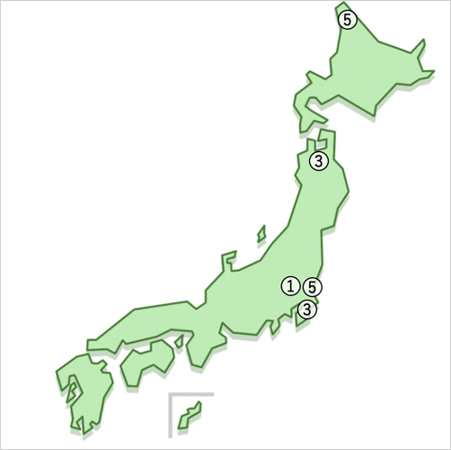図/サンカノゴイの繁殖エリアと個体数